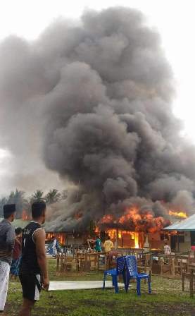 Ruangan Belajar Ponpes Nurul Ulum, Keritang Ludes Terbakar